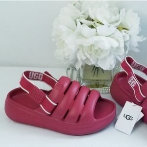 UGG Kids Sport Yeah Water-Resistant Sandal / Slide in Samba Red NWT